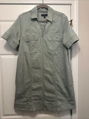 Banana Republic Casual Utility Short-Sleeve Dress in Sage Green